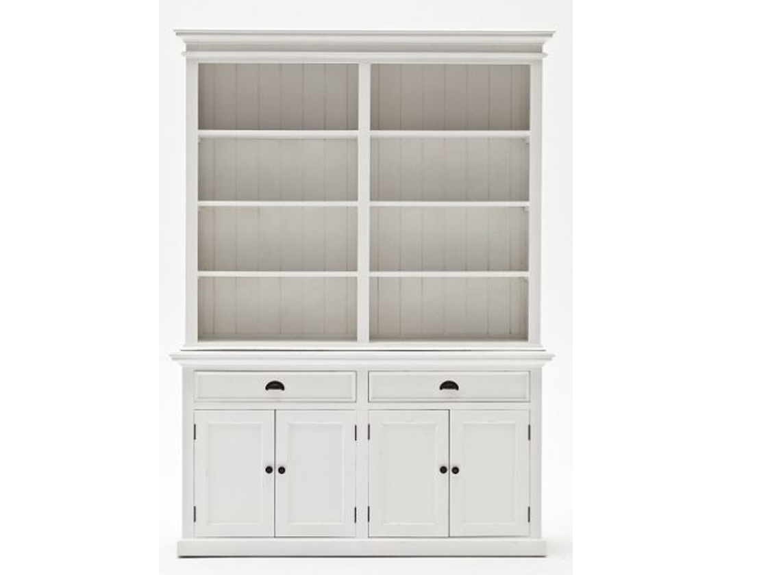 Maine Buffet And Open Shelf Hutch in White