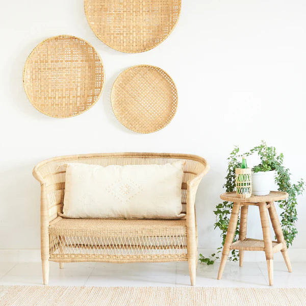 Genuine Malawi Love Seat 2 Seater in Natural with Seat Cushion - Clearance