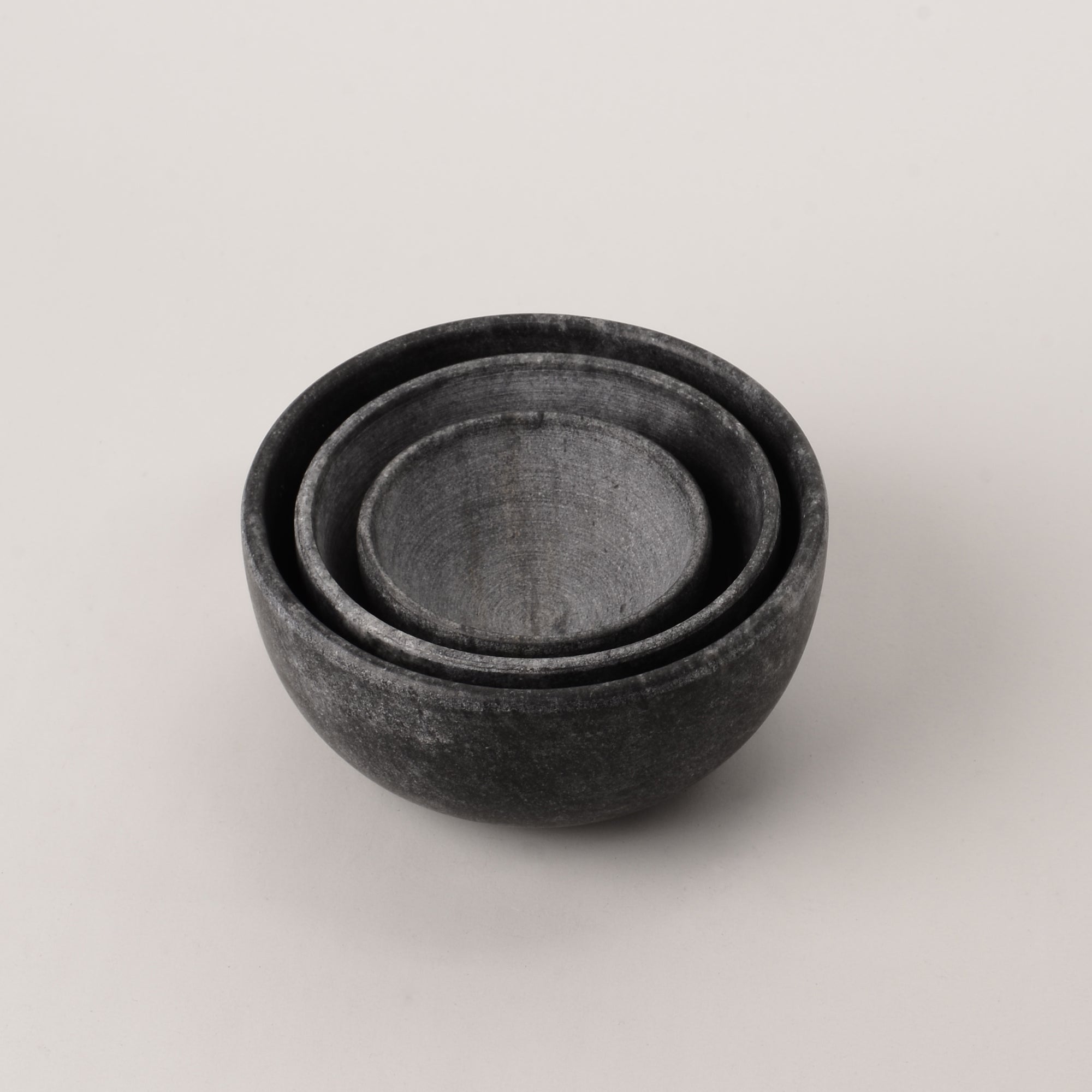 Marble Bowls in Black Set of Three
