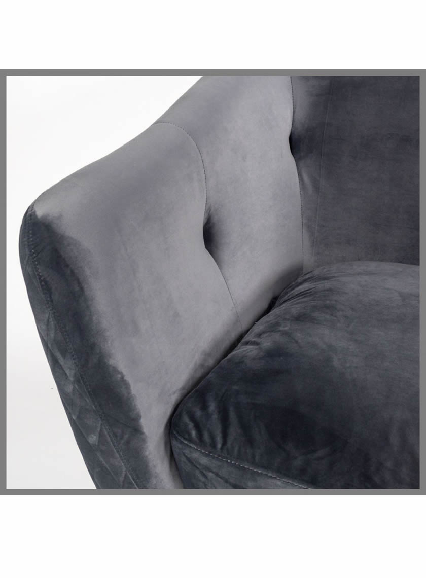 Matelasse Sofa in Graphite Grey Velvet