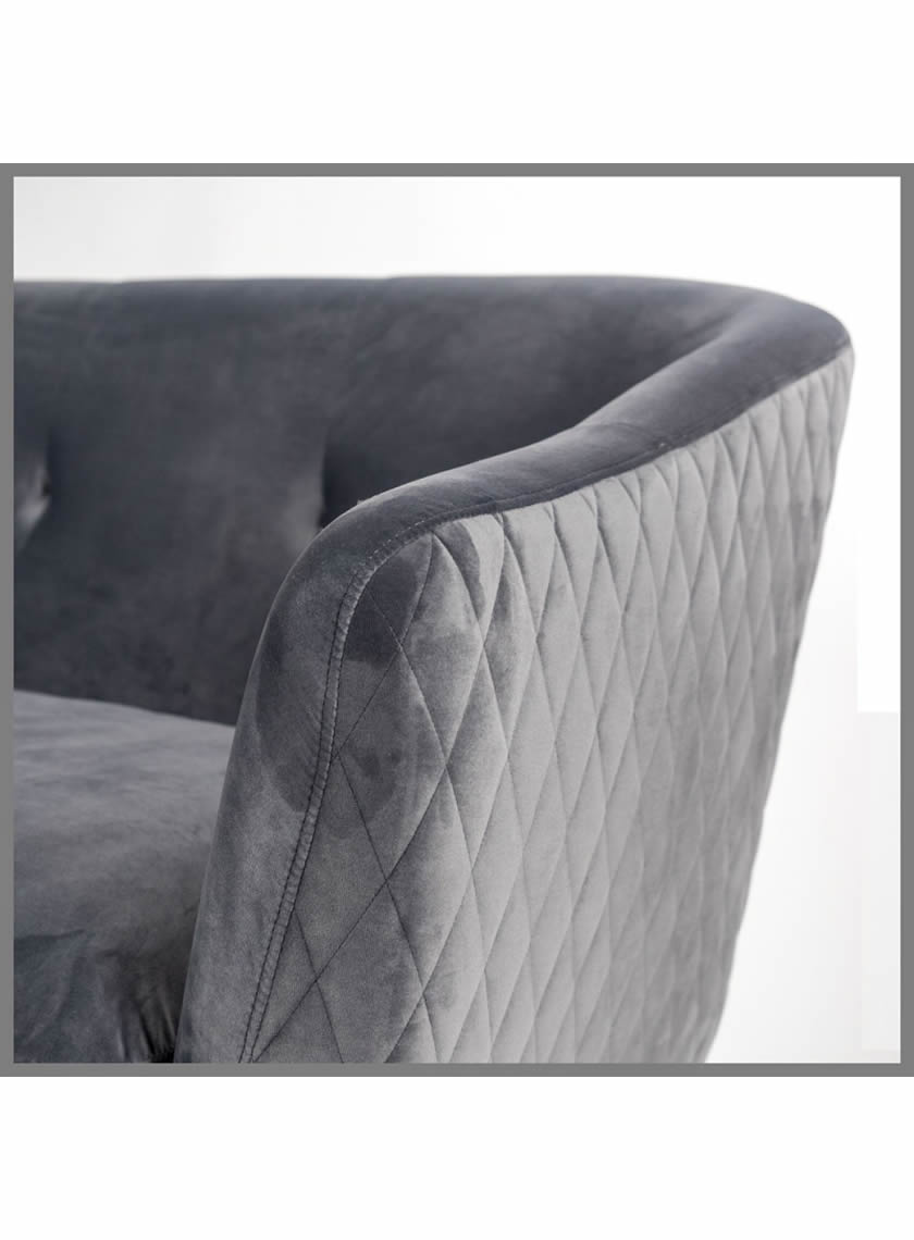 Matelasse Sofa in Graphite Grey Velvet
