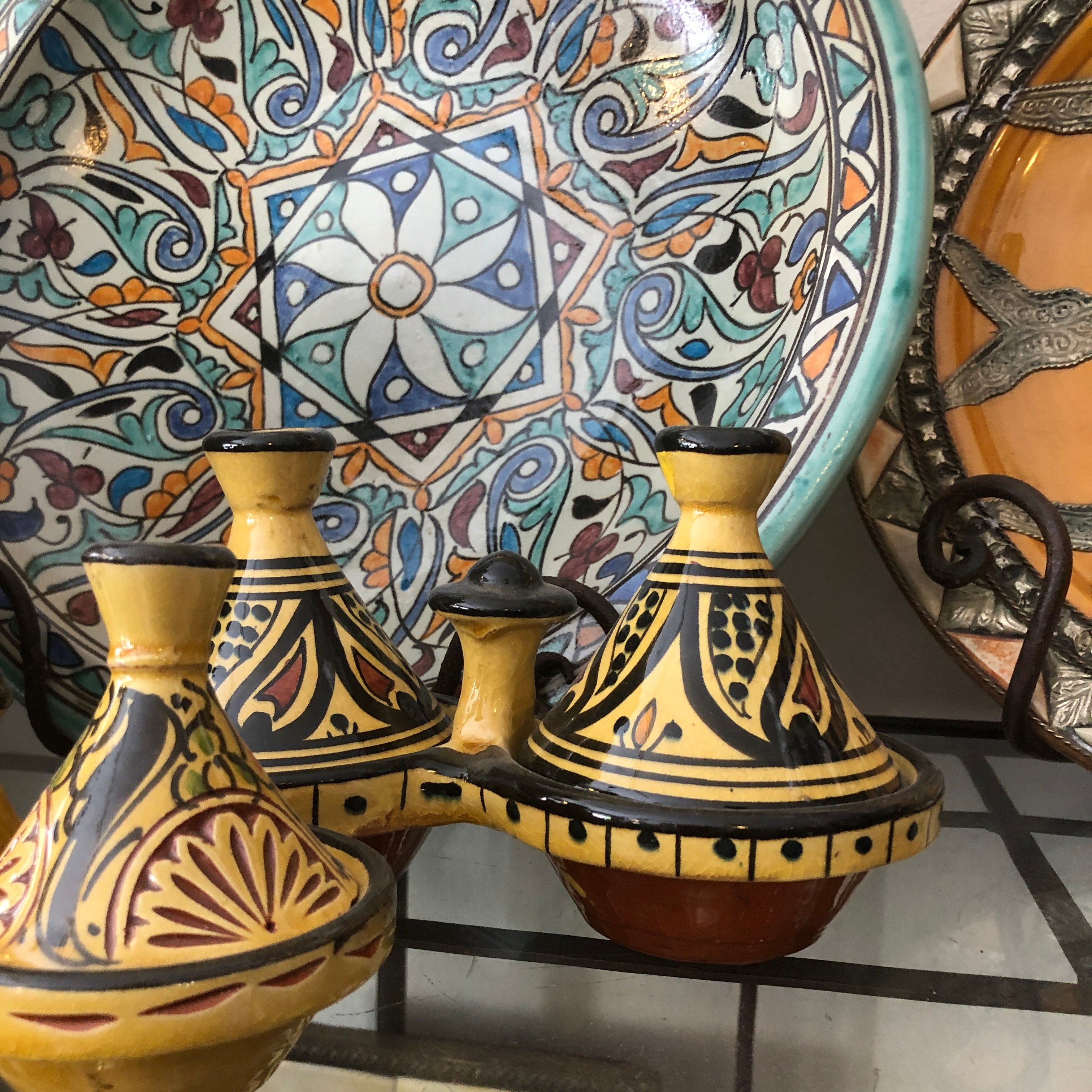 Moorish Fez Mini Dual Tagine in Yellow