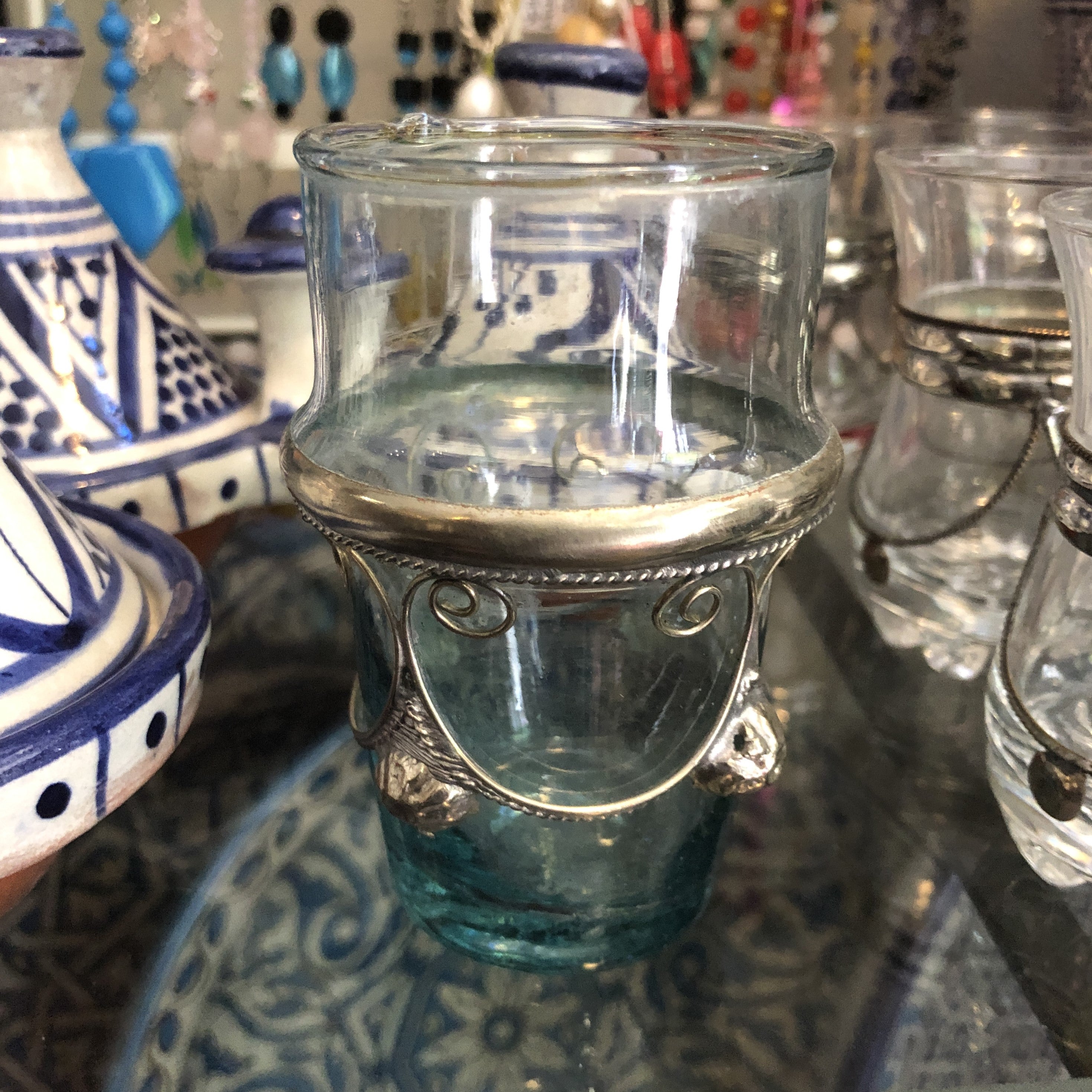 Moroccan Tea Glasses with Silver Embellishment - Set of 6