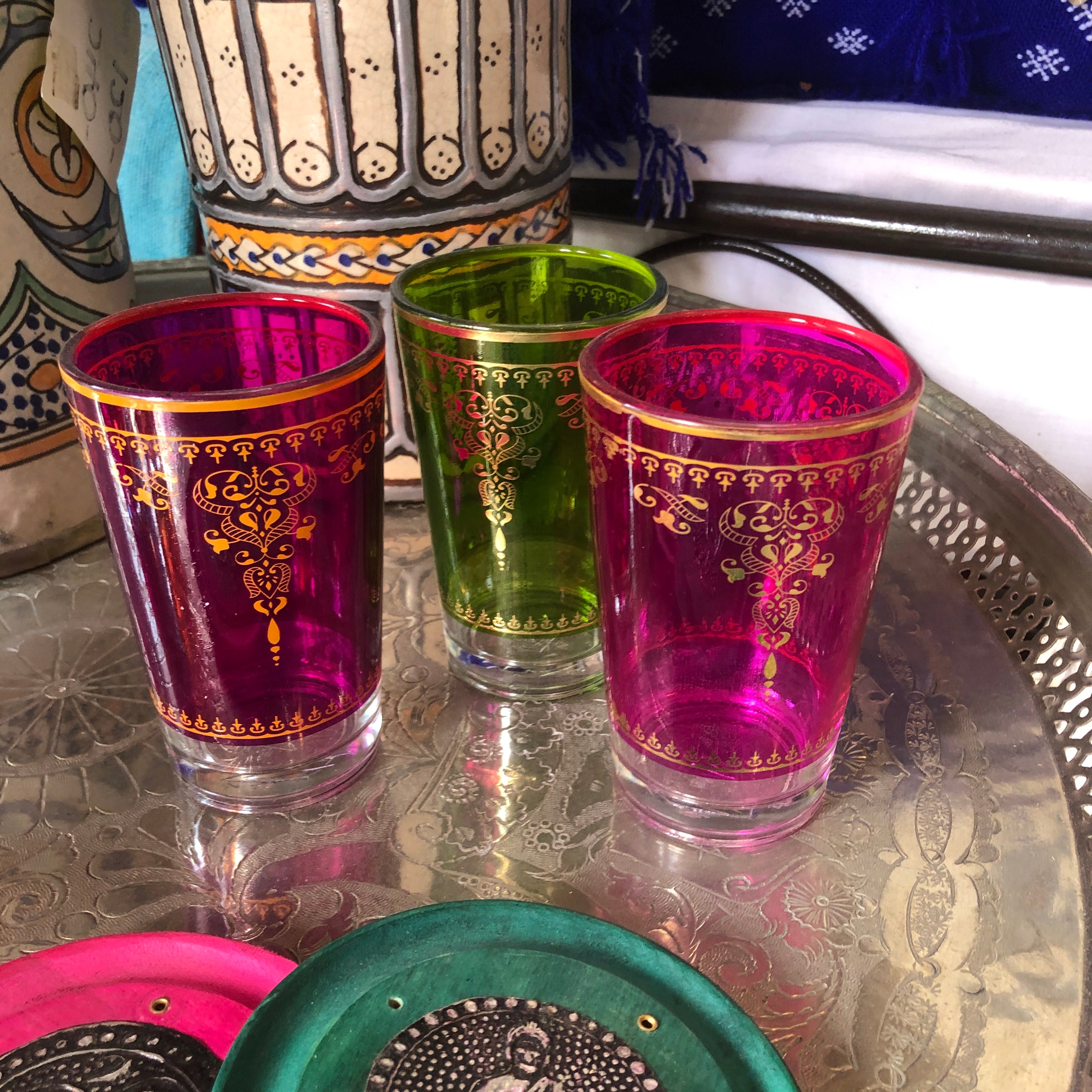 Moroccan Mixed Colours Tea Glasses - Set of 6