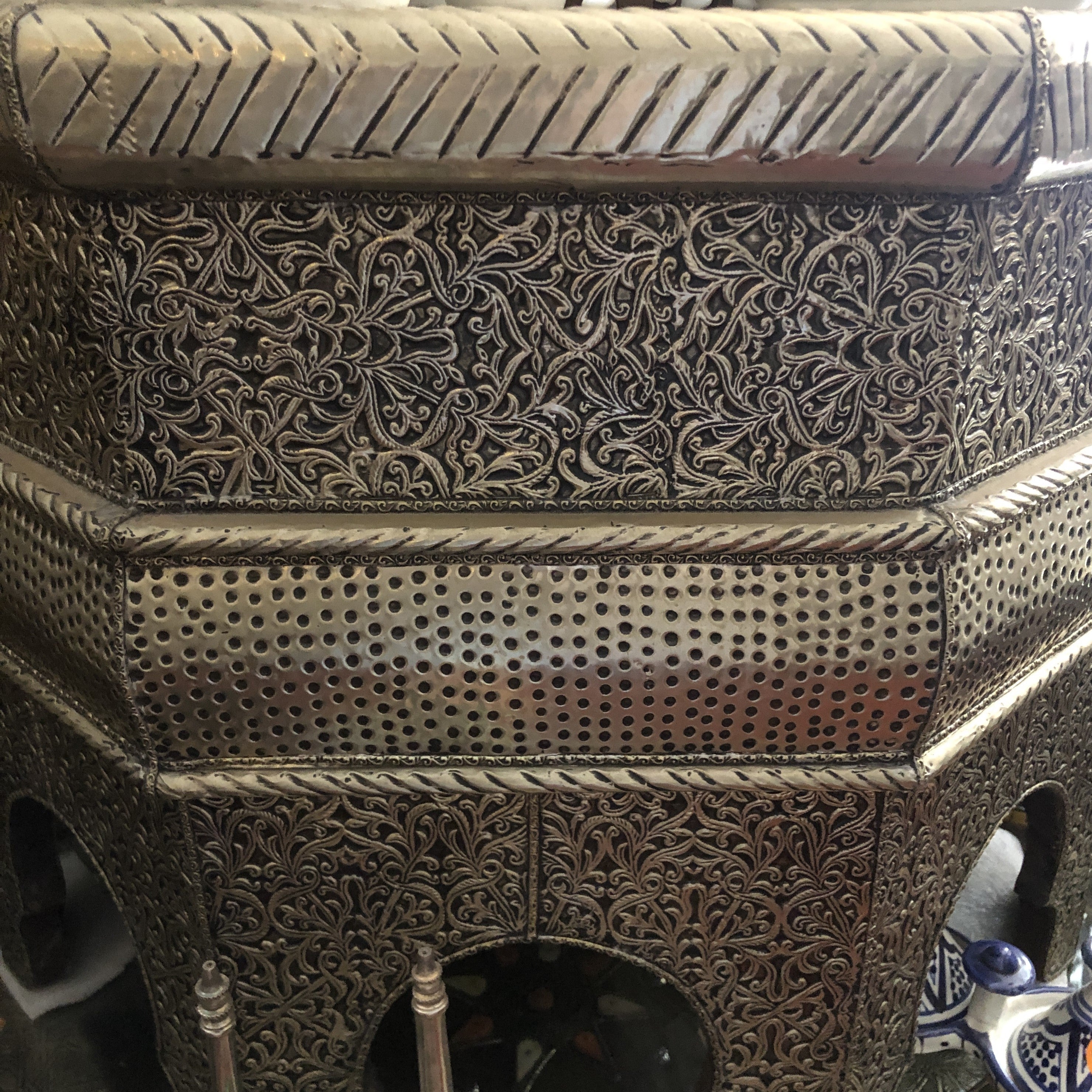 Sultan's Hexagonal Tea Table in Silver Nickel III