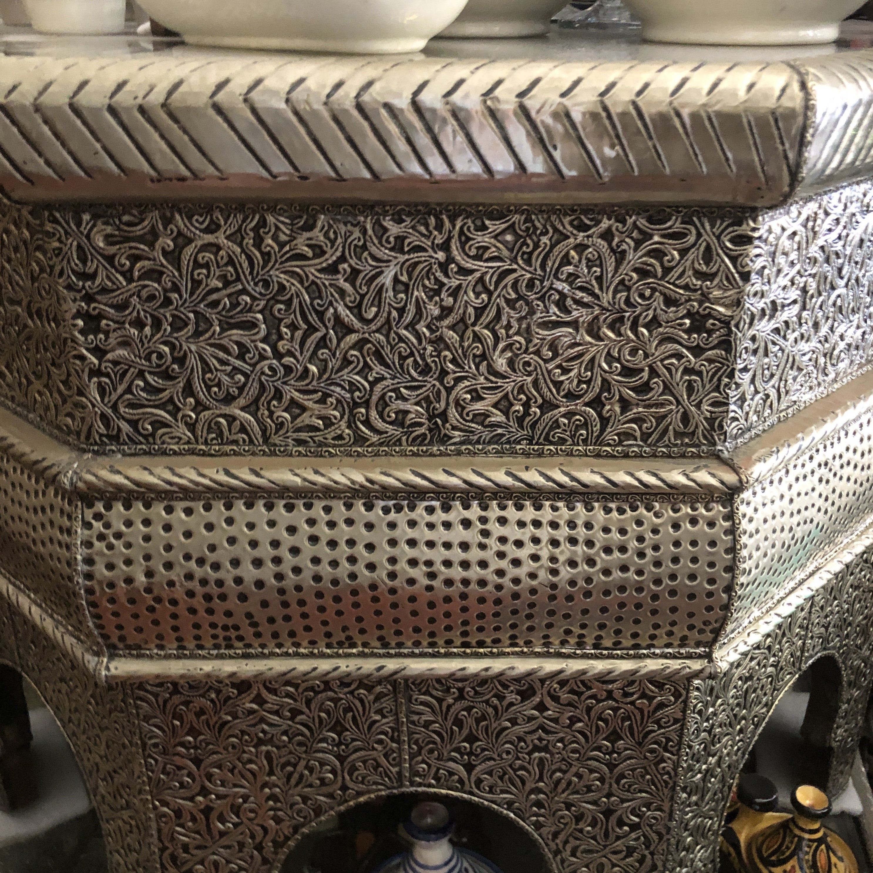 Sultan's Hexagonal Tea Table in Silver Nickel III