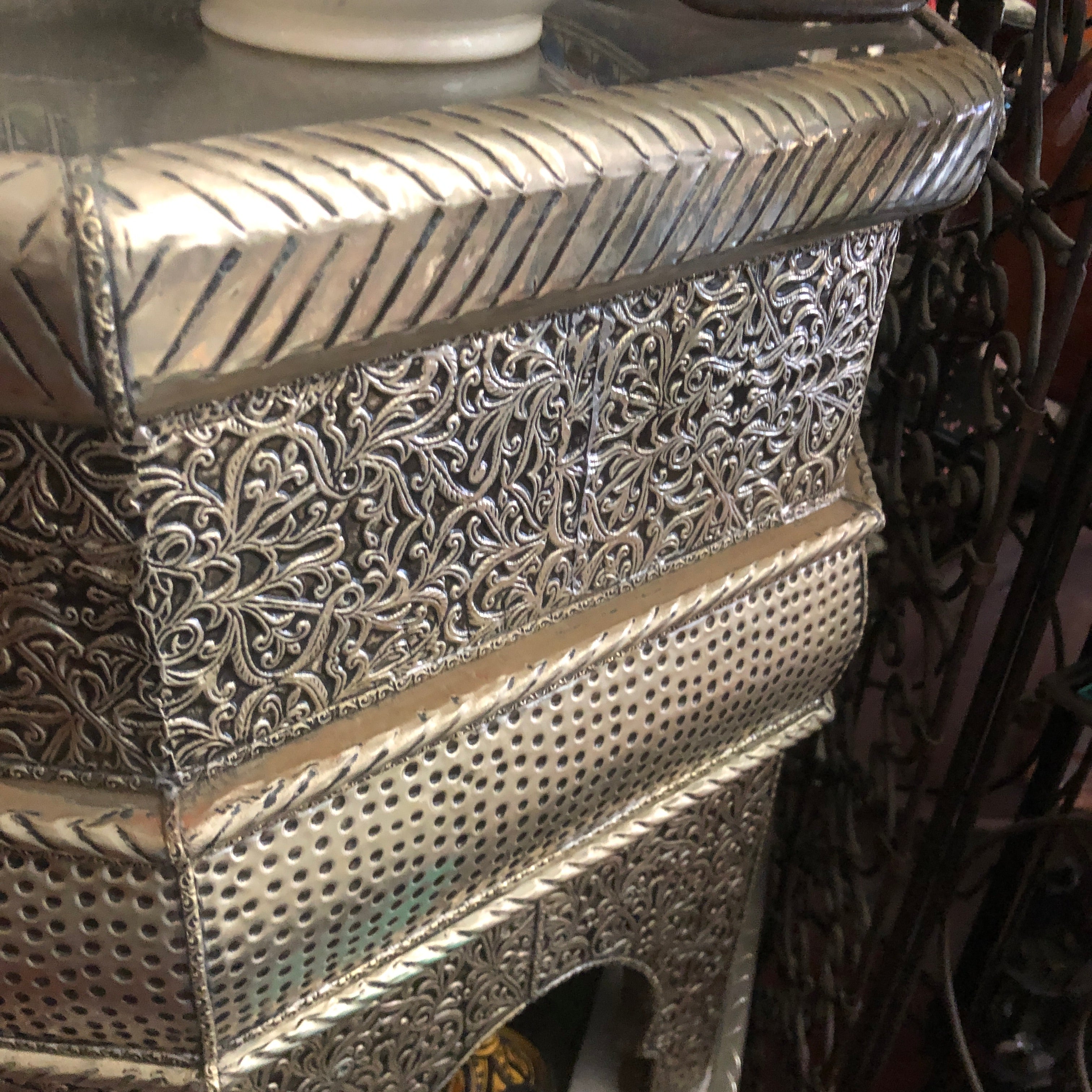 Sultan's Hexagonal Tea Table in Silver Nickel III