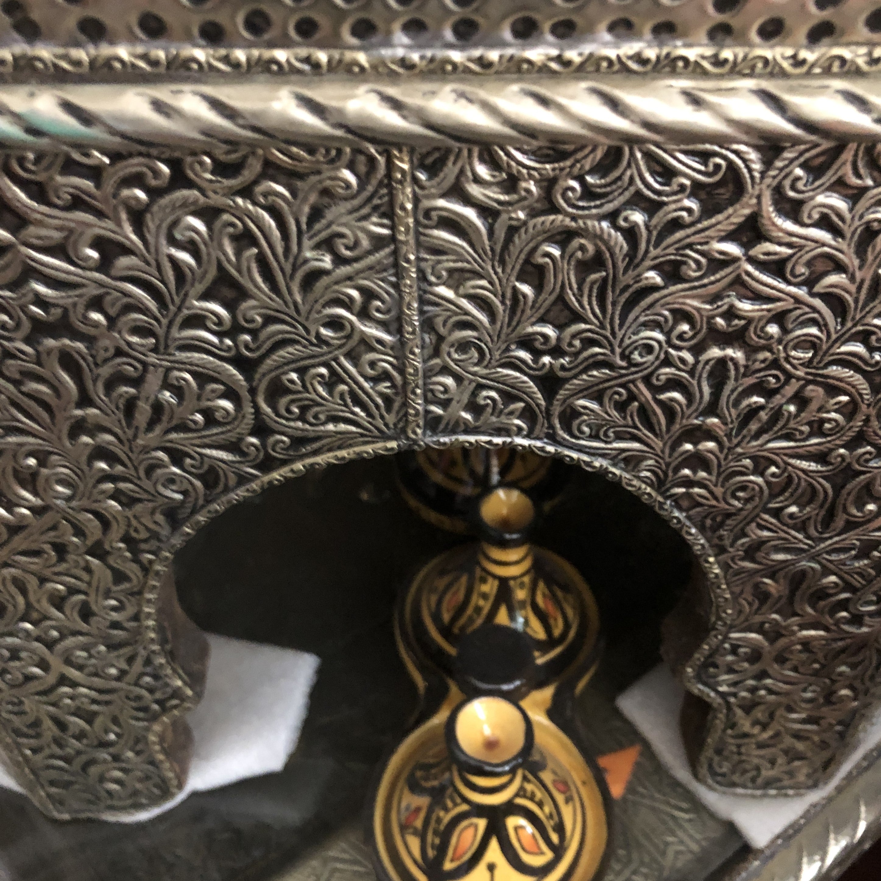 Sultan's Hexagonal Tea Table in Silver Nickel III