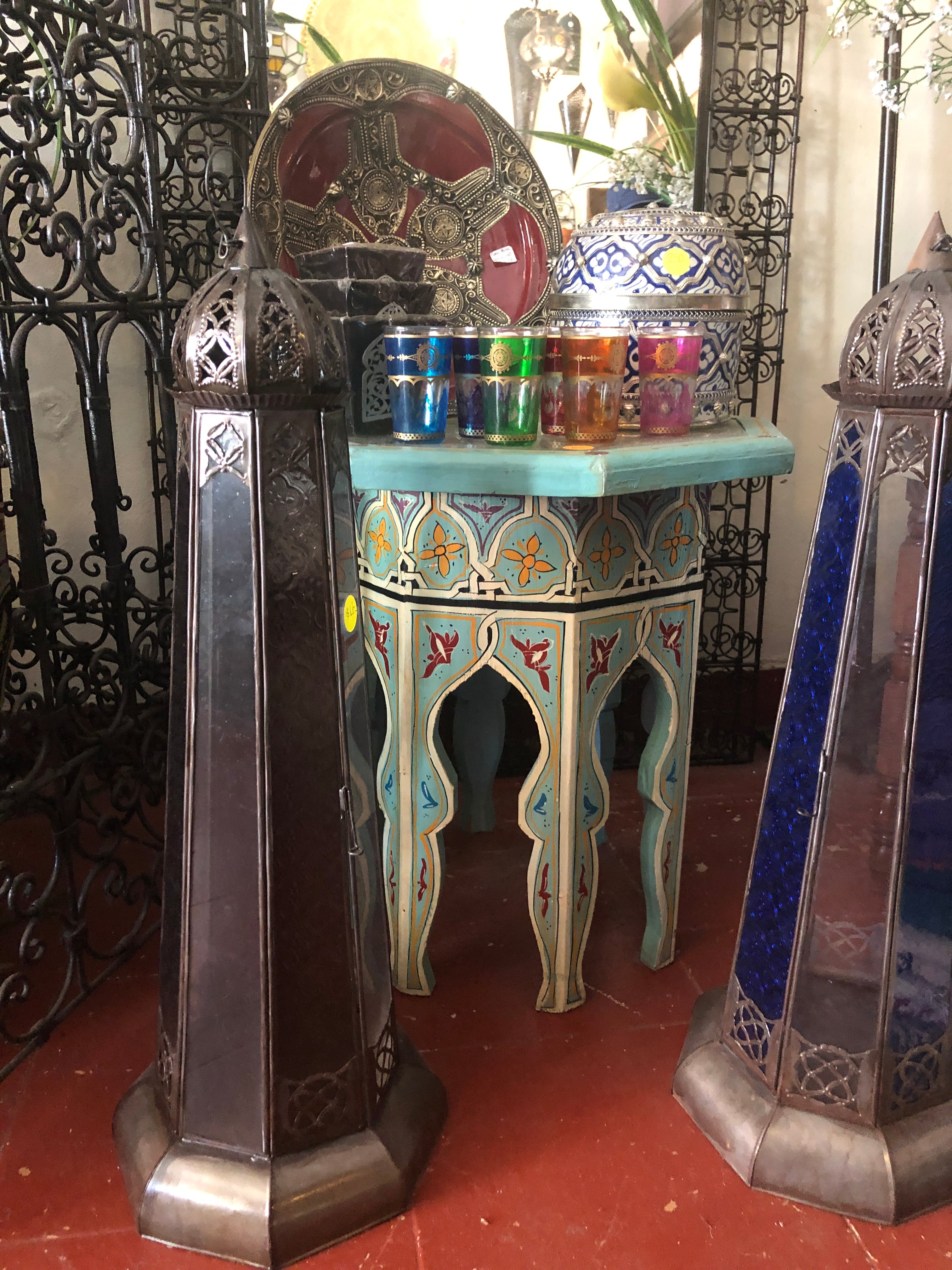 Handpainted Moroccan Octagonal Side Table