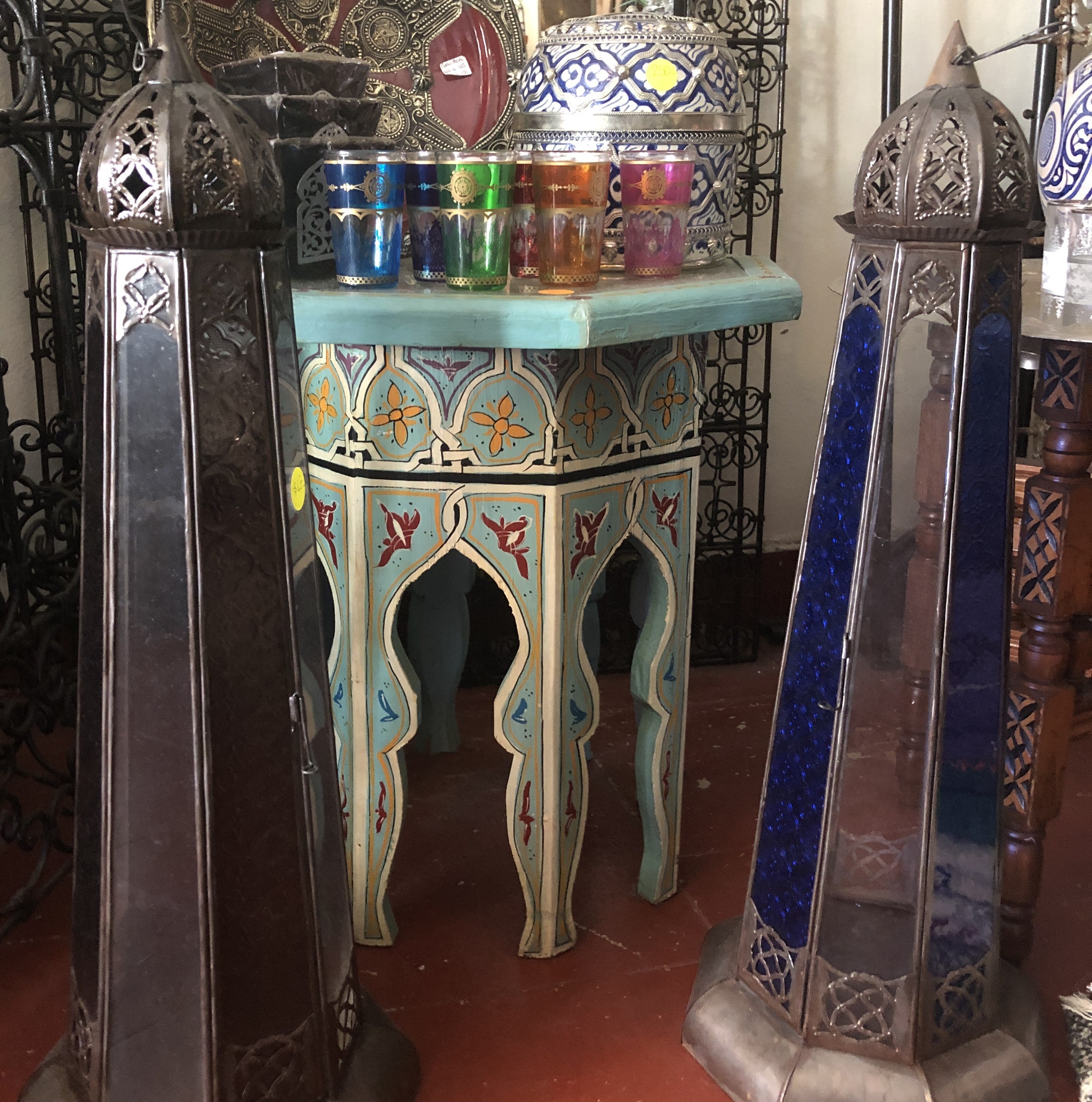 Handpainted Moroccan Octagonal Side Table