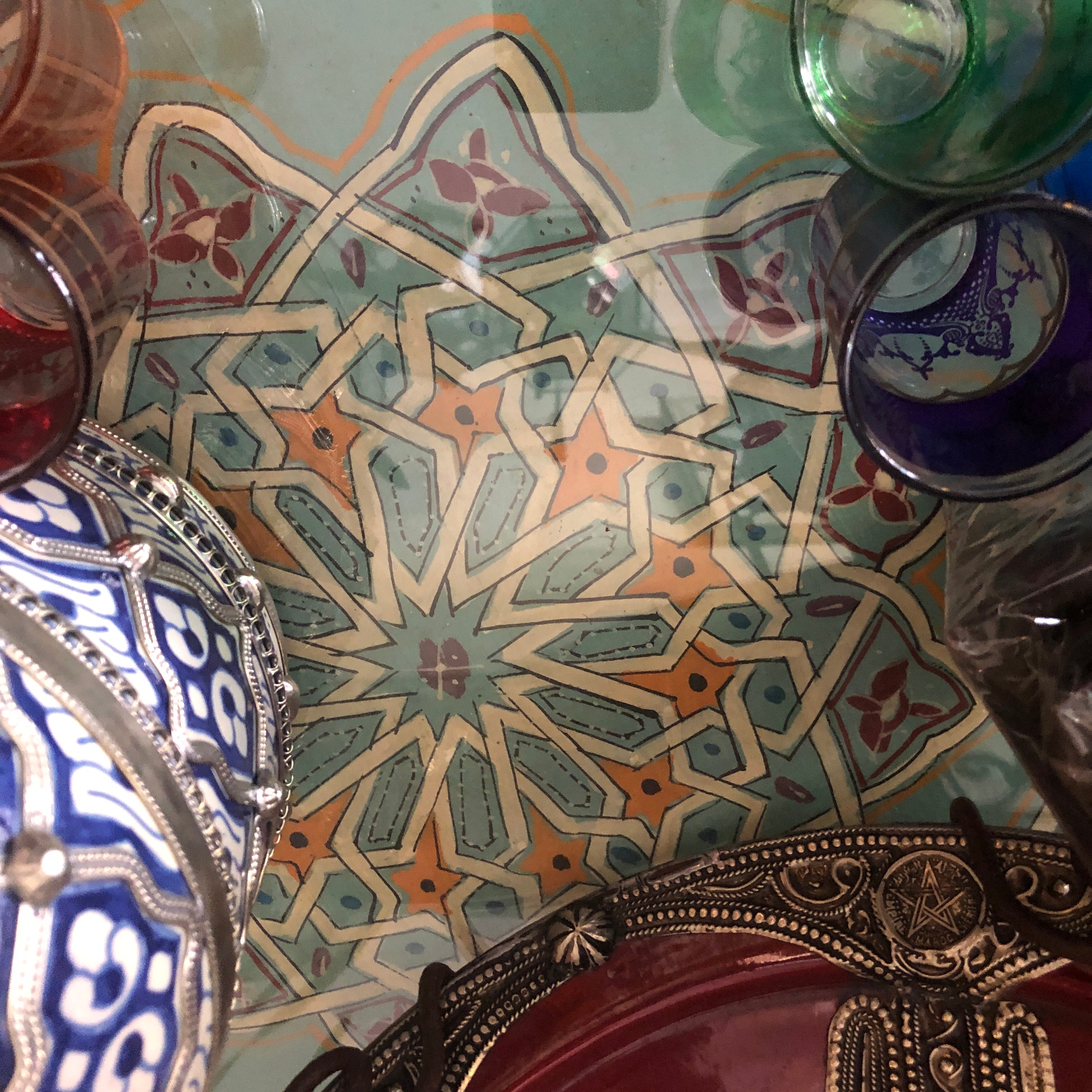 Handpainted Moroccan Octagonal Side Table