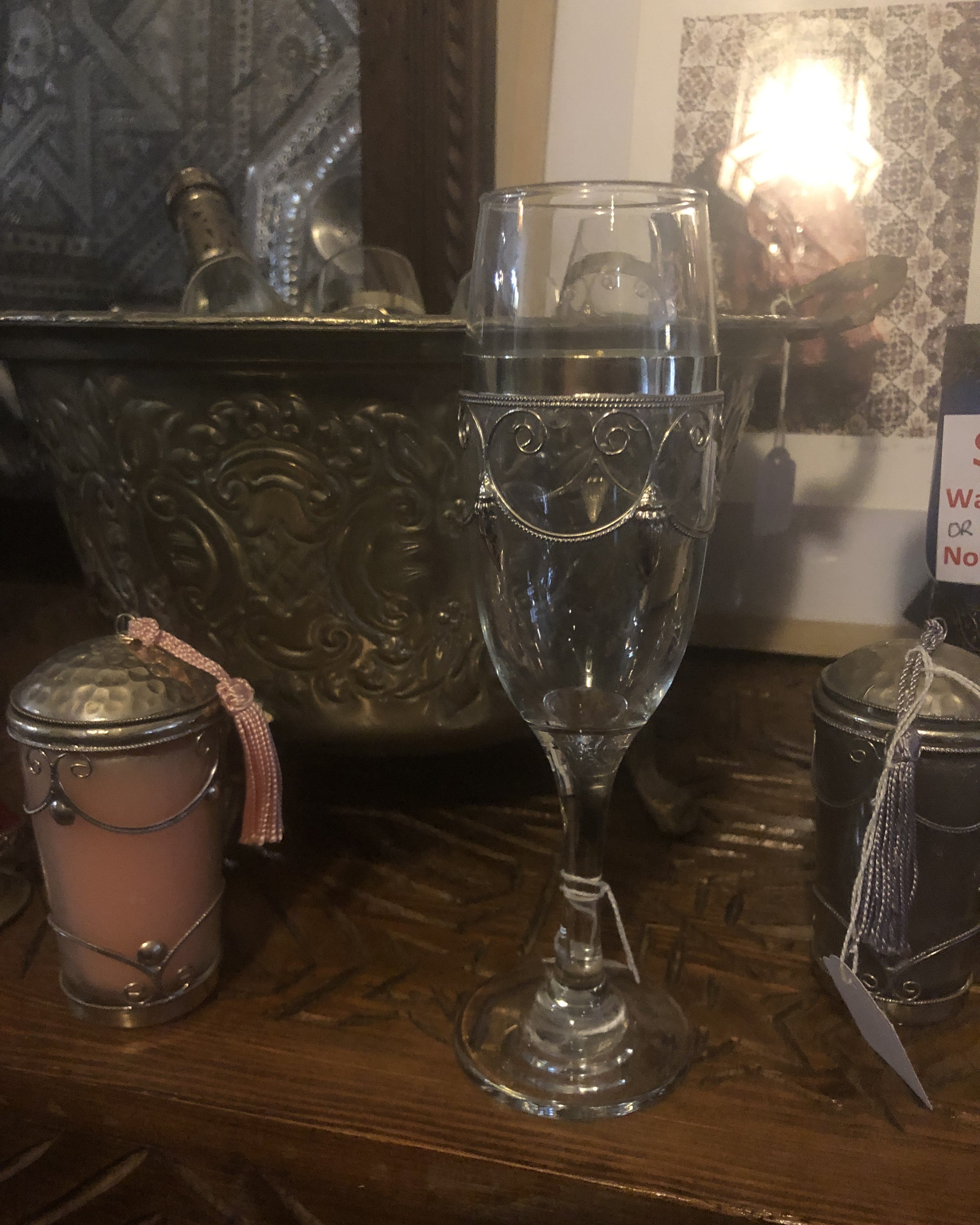 Moroccan Champagne Flutes with Silver Embellishment - Set of 6