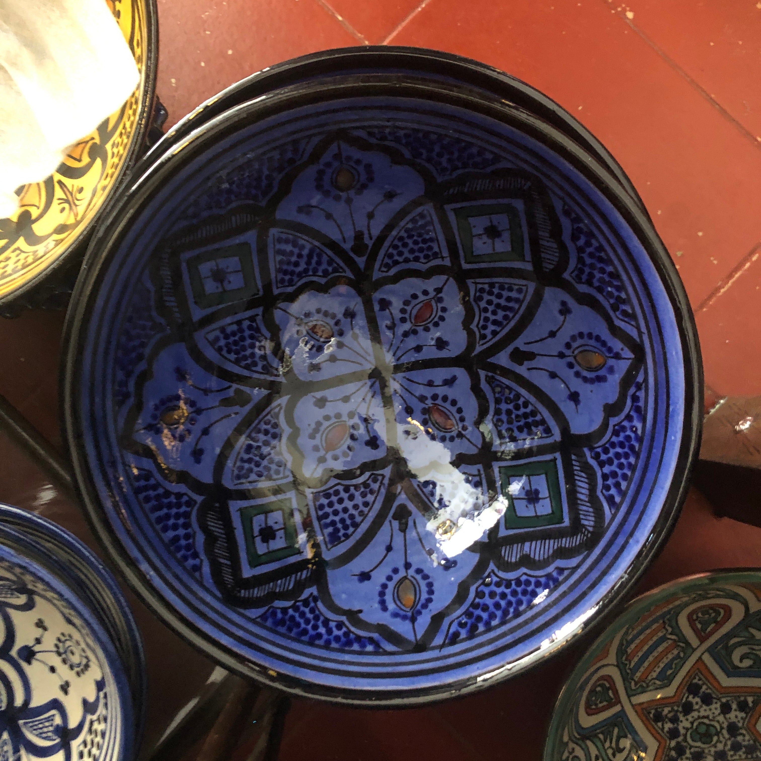 Traditional Moroccan Salad/Pasta Bowl in Blue