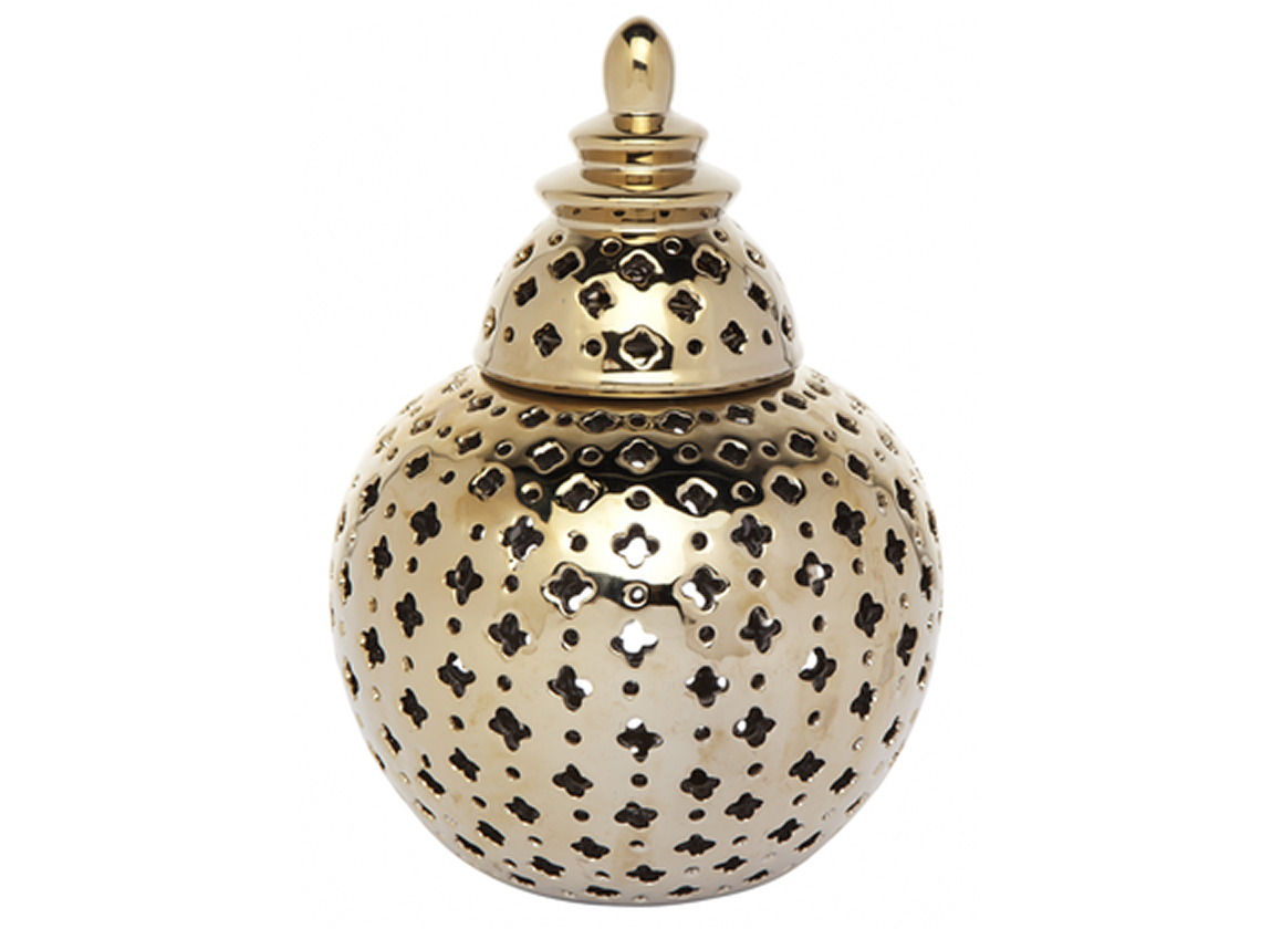 Miccah Temple Jar In Gold