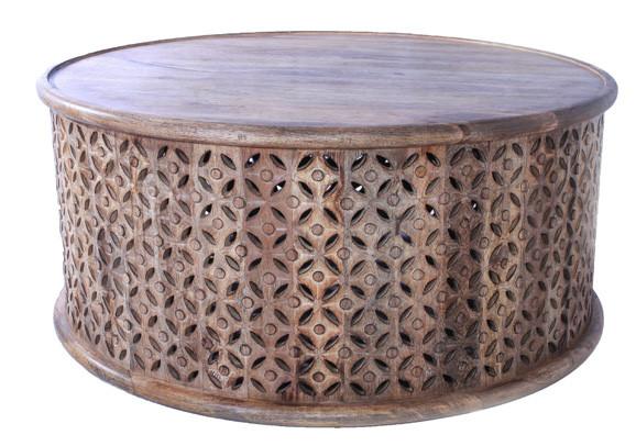 Geometric Coffee Table in Hot Burn Wax Finish