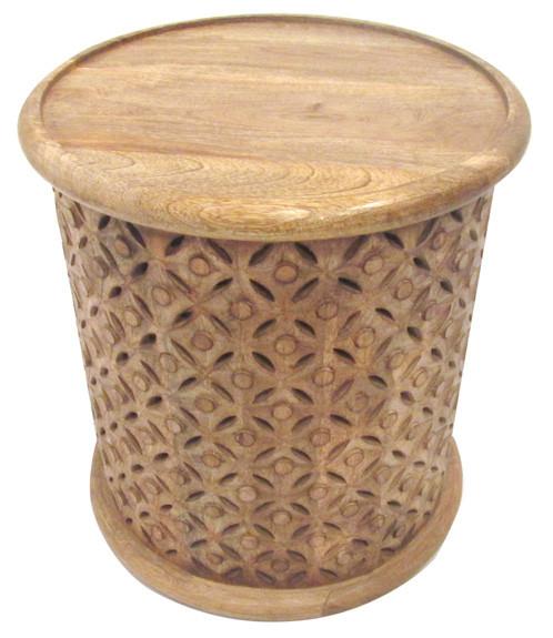 Geometric Side Table in Hot Burn Wax Finish