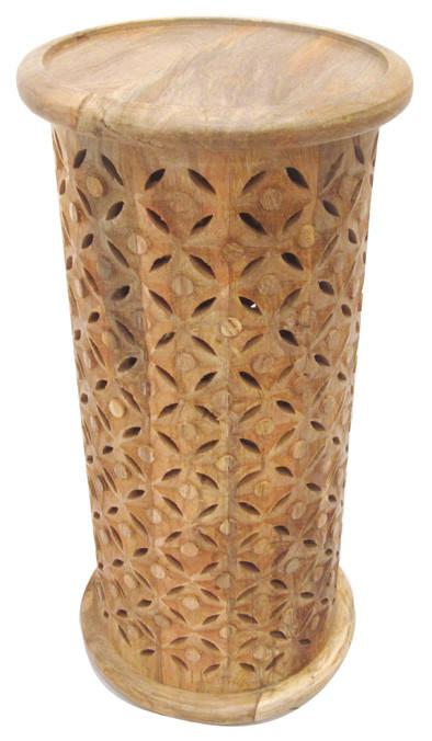 Geometric Tall Table in Hot Burn Wax Finish