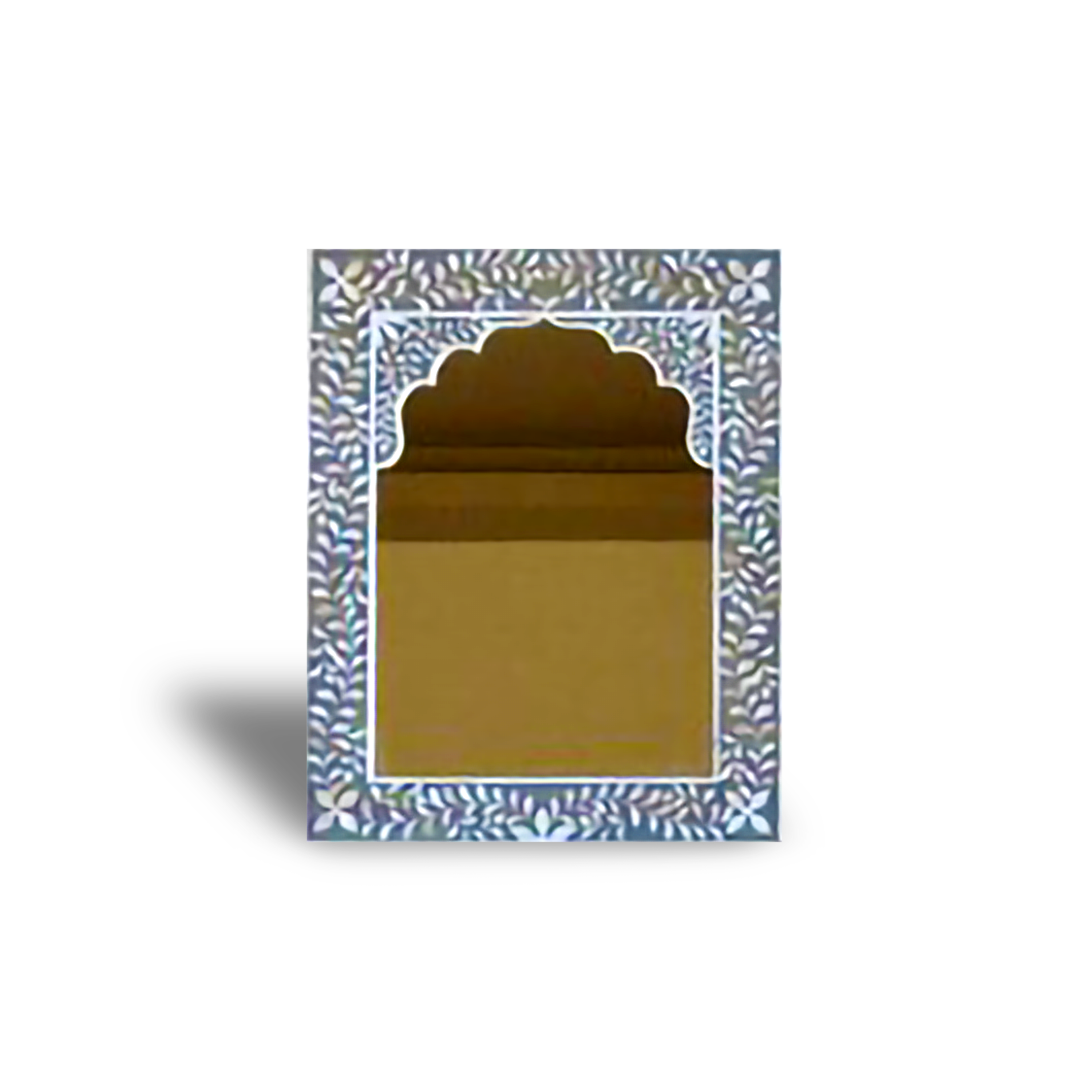 Bone Inlay Arch Jarokha Mirror in Grey