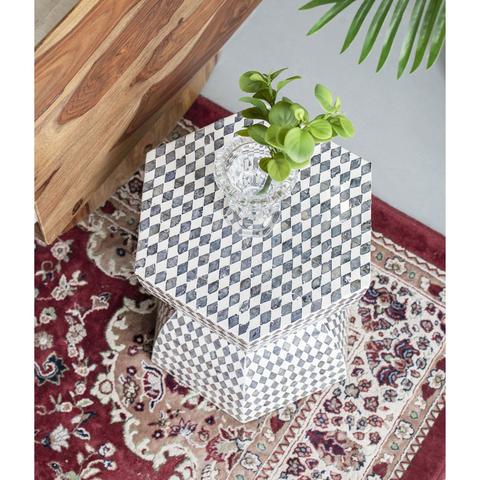 Monochrome Shell Stool Side Table