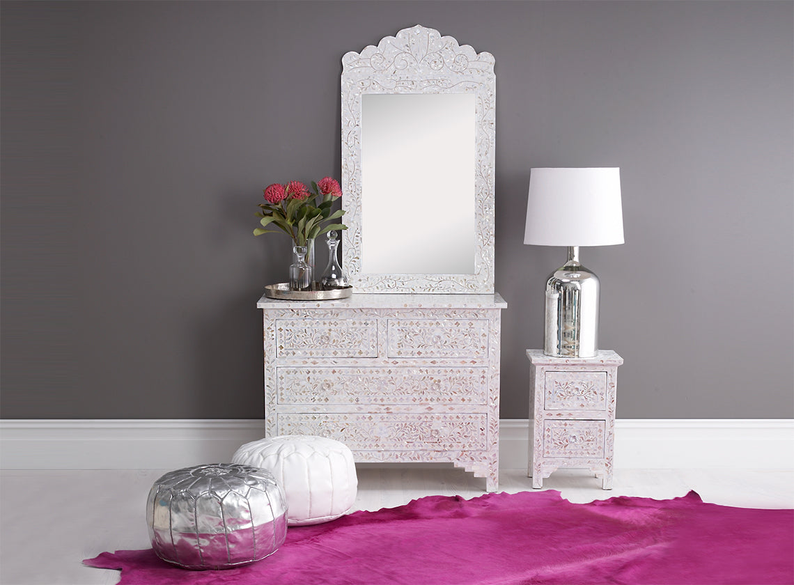 Moroccan Pouffe in Silver