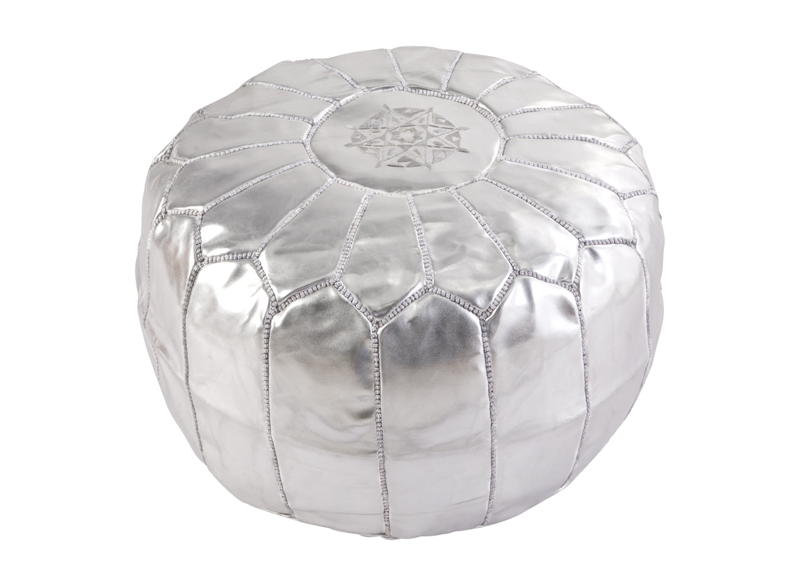 Moroccan Pouffe in Silver