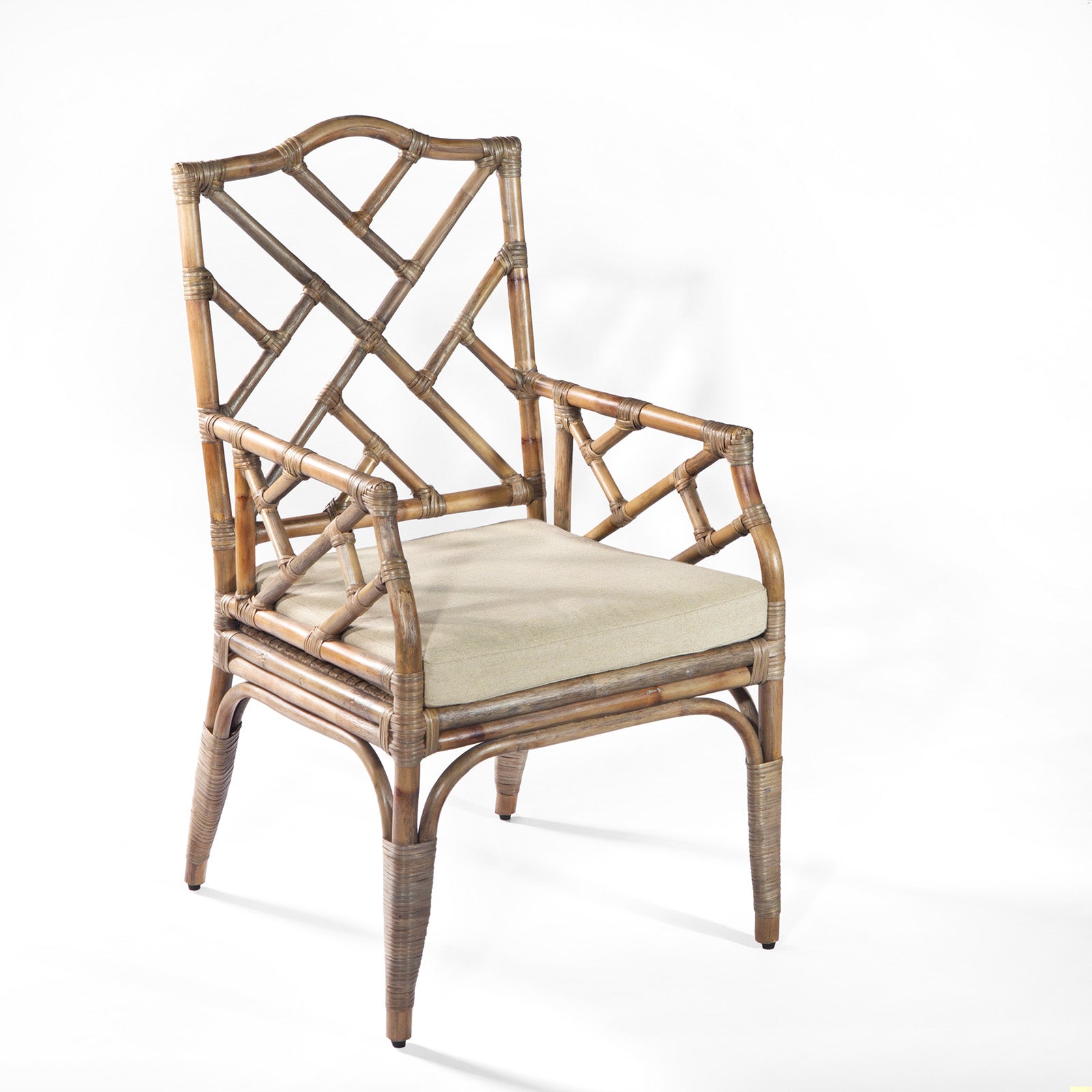 Ming Rattan Dining Chair with Arms