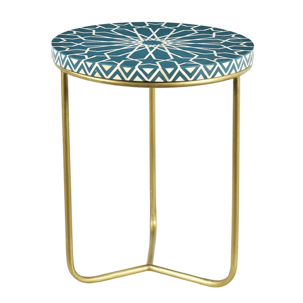 Jasmin Bone Inlay Side Table in Jade
