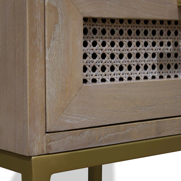 Aranga Timber & Rattan Bedside Table