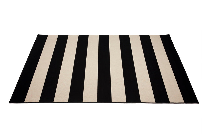 Nyoma Striped Outdoor Rug in Black