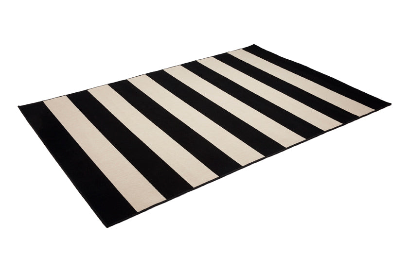 Nyoma Striped Outdoor Rug in Black