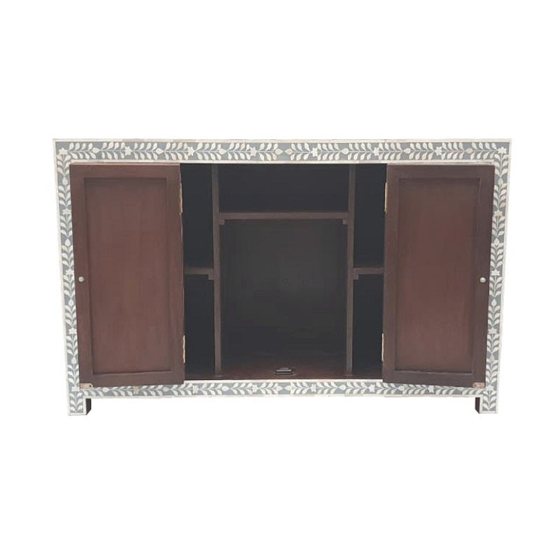 Bone Inlay Buffet with 4 Doors in Grey