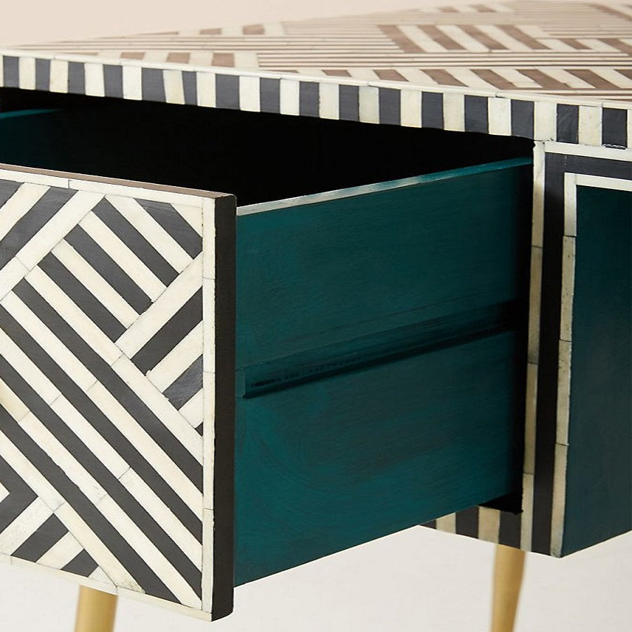 Optical Inlay Desk in Black