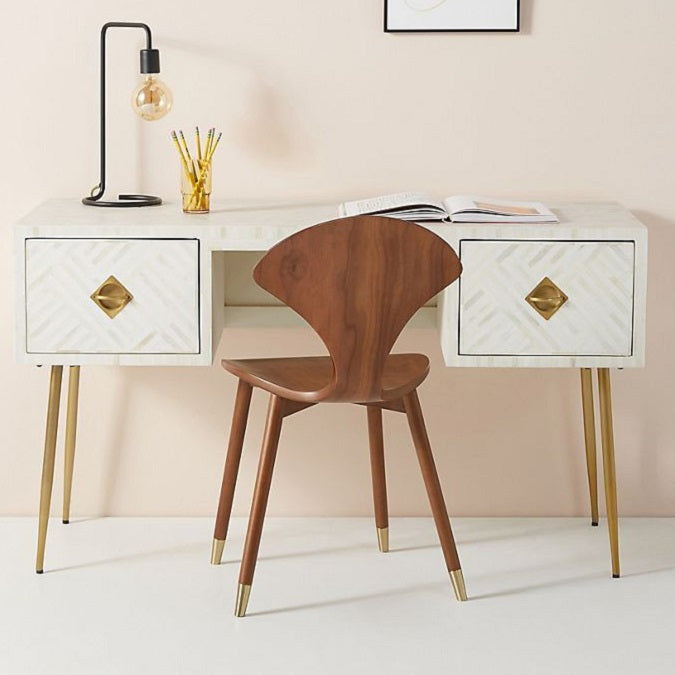 Optical Inlay Desk in White