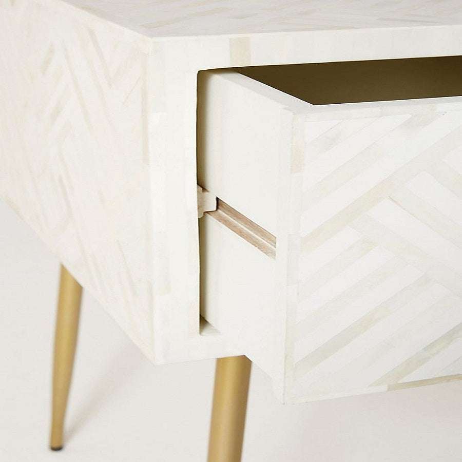Optical Inlay Desk in White