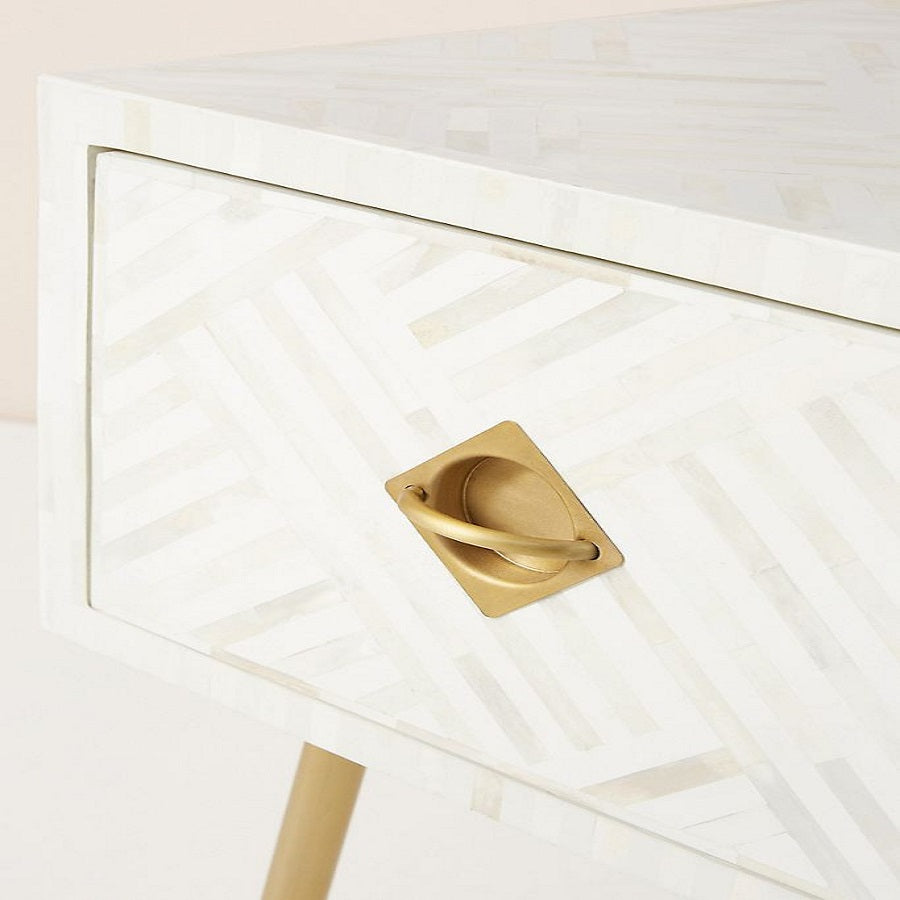 Optical Inlay Desk in White