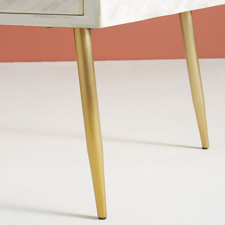 Optical Inlay Desk in White