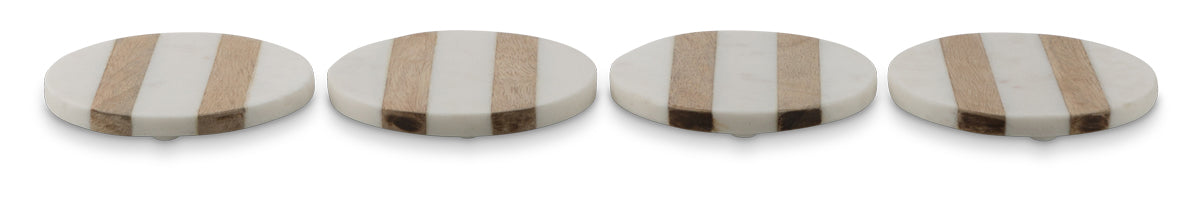 Stripes Marble & Timber Coasters - Set of 4