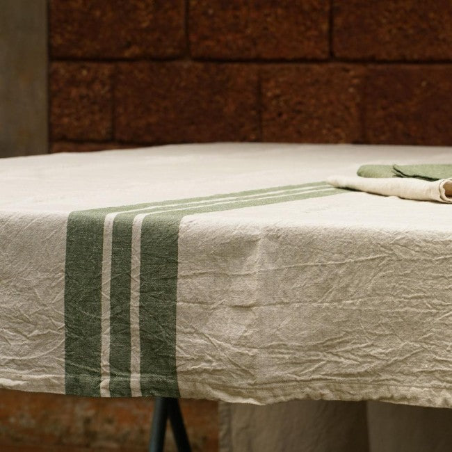 Olive Stripe Tablecloth