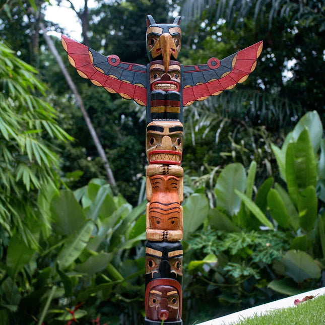 Coloured Bird Totem Pole