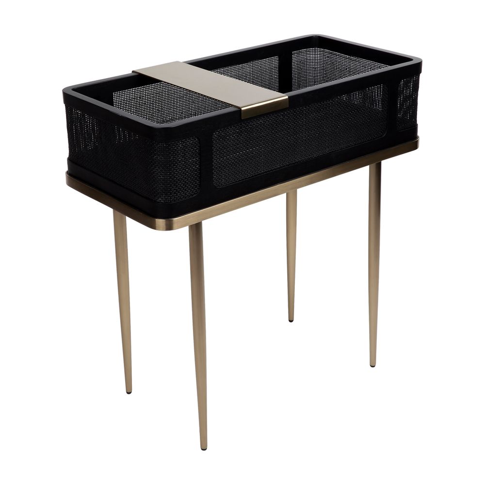Parker Rattan Bar Table in Brass