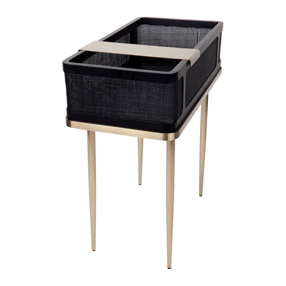 Parker Rattan Bar Table in Brass