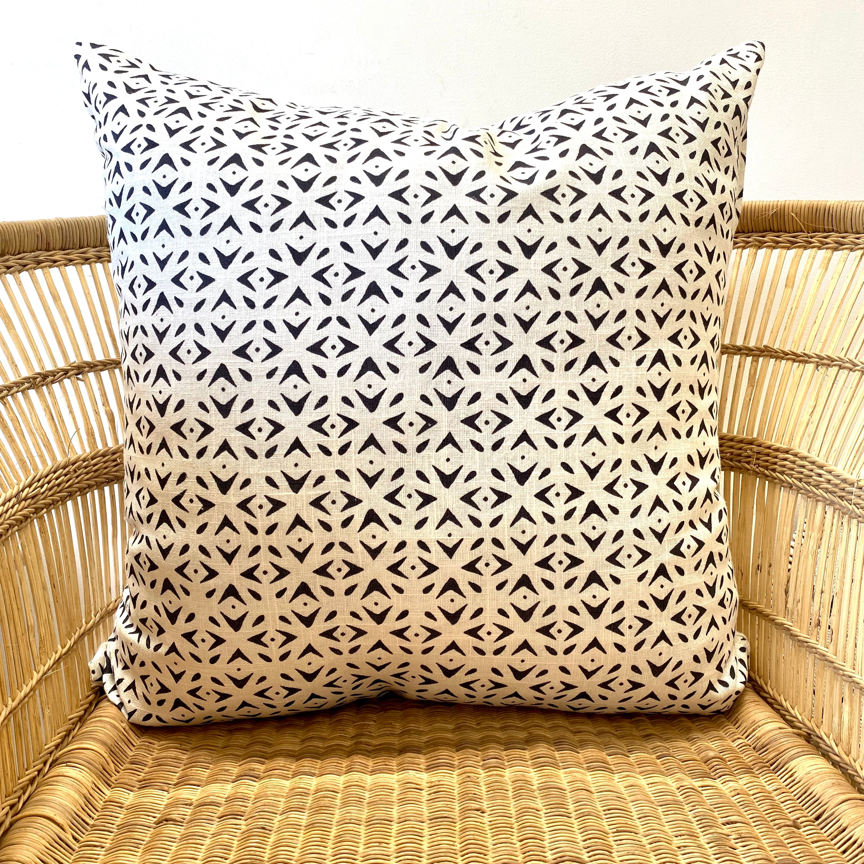 Petite Linen Print Mudcloth Cushion
