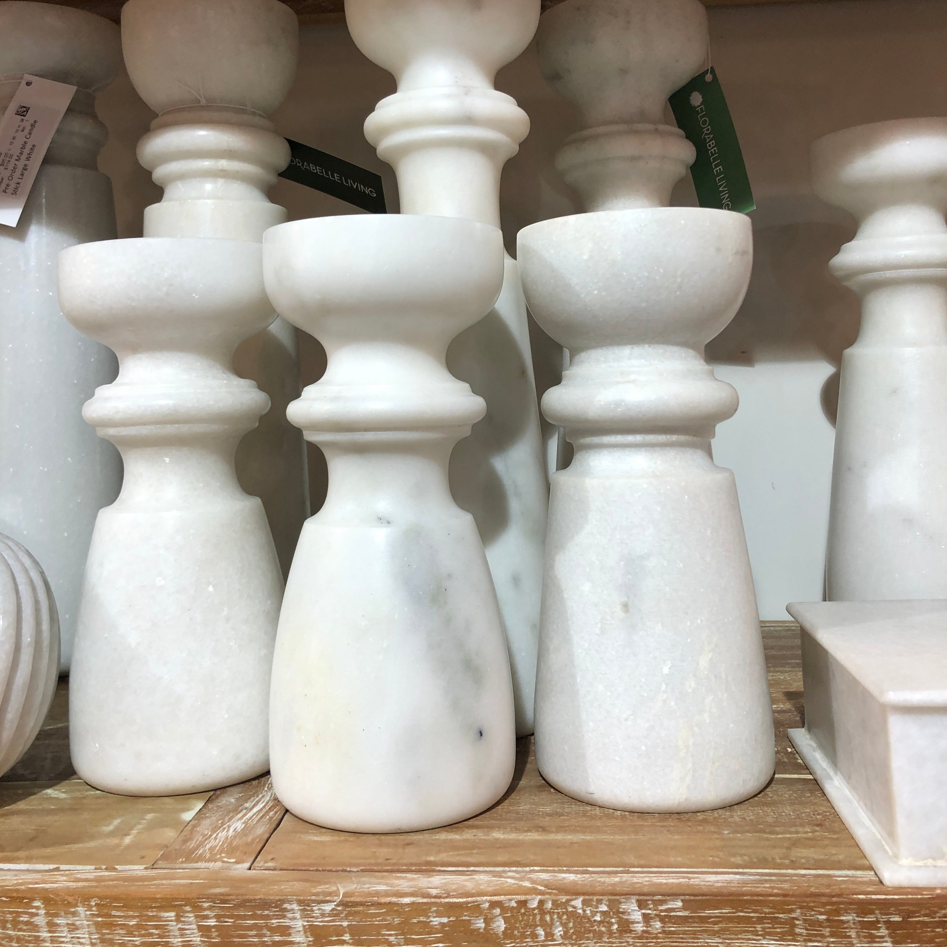Jasmine Marble Candle Stick in White
