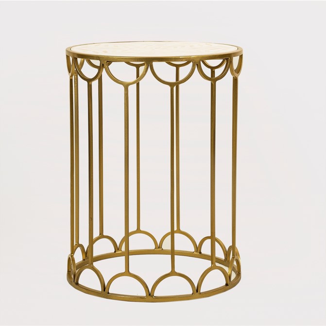 Arrows Bone Inlay Side Table in Grey