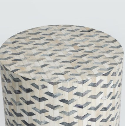 Arrows Bone Inlay Side Table in Grey