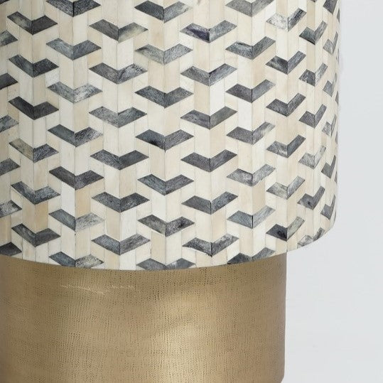 Arrows Bone Inlay Side Table in Grey