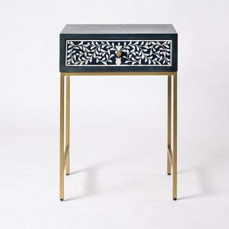 Inlay Tall Bedside Table in Floral