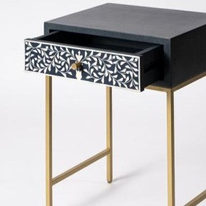 Inlay Tall Bedside Table in Floral