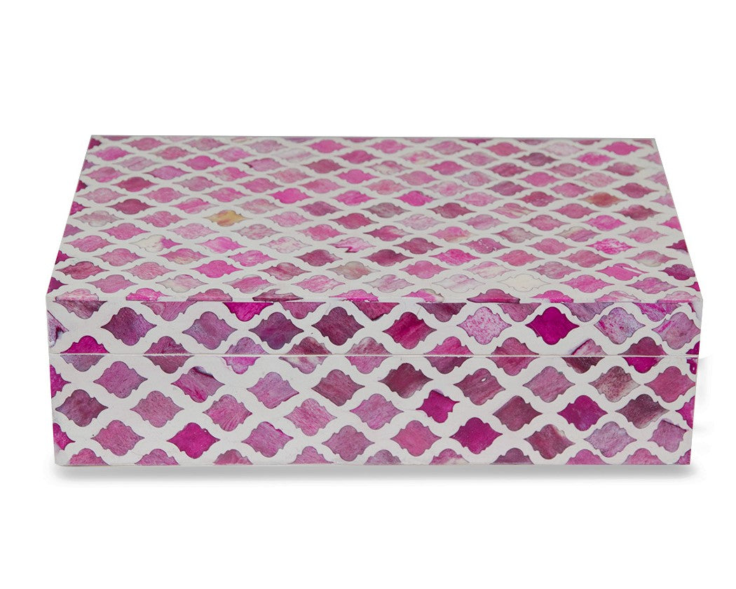 Zohi Interiors Signature Collection : Bone Inlay Large Box in Marrakech/Raspberry