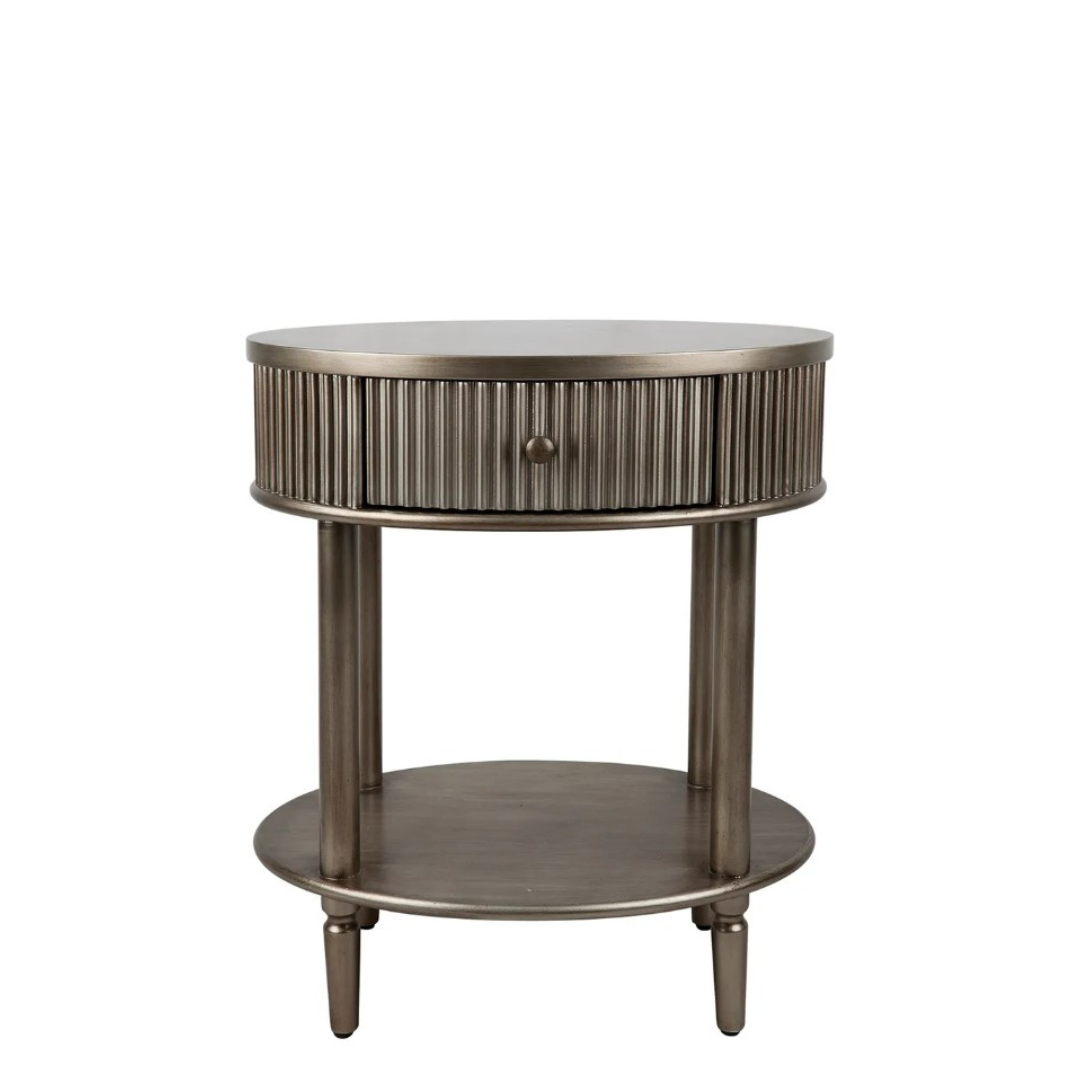 Arielle Round Side Table in Gold